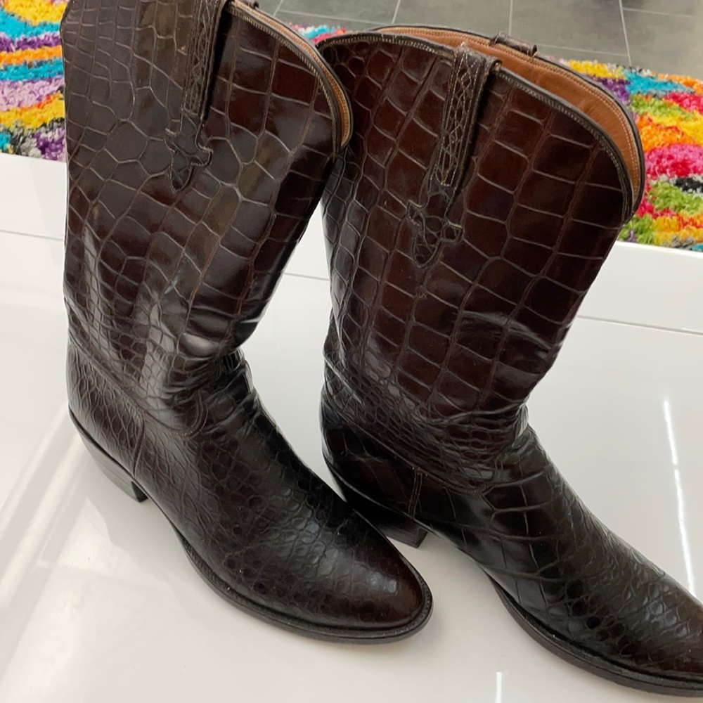Custom made Lucchese brown full alligator 12D